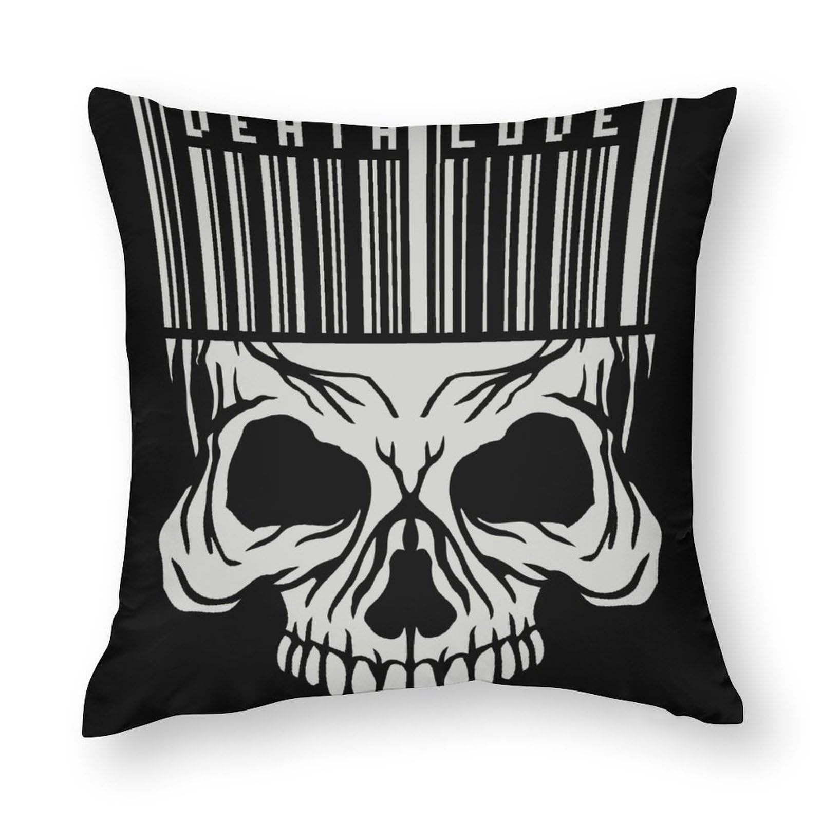 Gothic Skull Print Polyester Pillow Covers - Soft 20x20 Inch Square Decorative Cushion Case for Sofa, Bed, Living Room & Halloween Home Decor