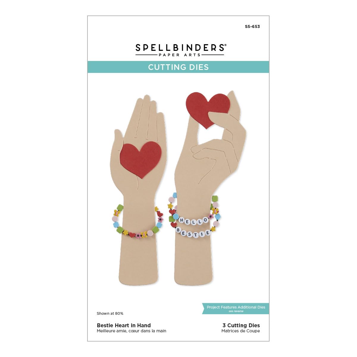 Spellbinders Bestie Heart in Hand Etched Metal Dies - Perfect for Scrapbooking, Card Making & DIY Paper Crafts