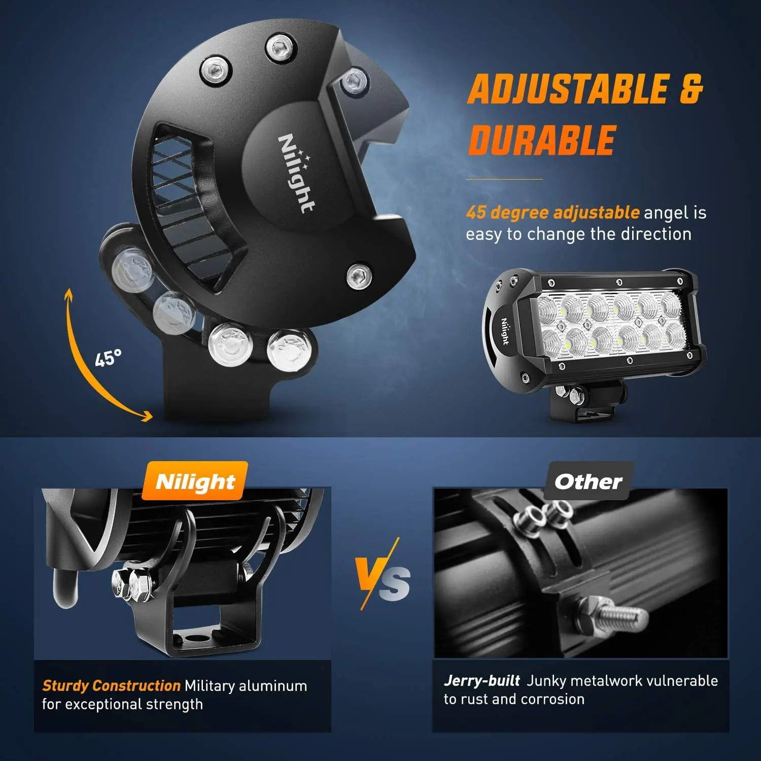 6.5 Inch 36W Double Row Flood LED Light Bar Kit with 10FT Wire & 3Pin Switch - Perfect for Off-Road Trucks, ATVs, UTVs, Boats, and Marine Applications