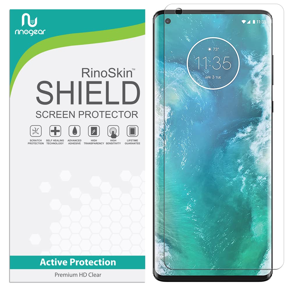 RinoGear Screen Protector for Motorola Edge+ (2022) - Case Friendly Flexible TPU Film with Full Wet Install Kit & Solution Spray - Anti-Scratch Protection for Everyday Use & Outdoor Activities
