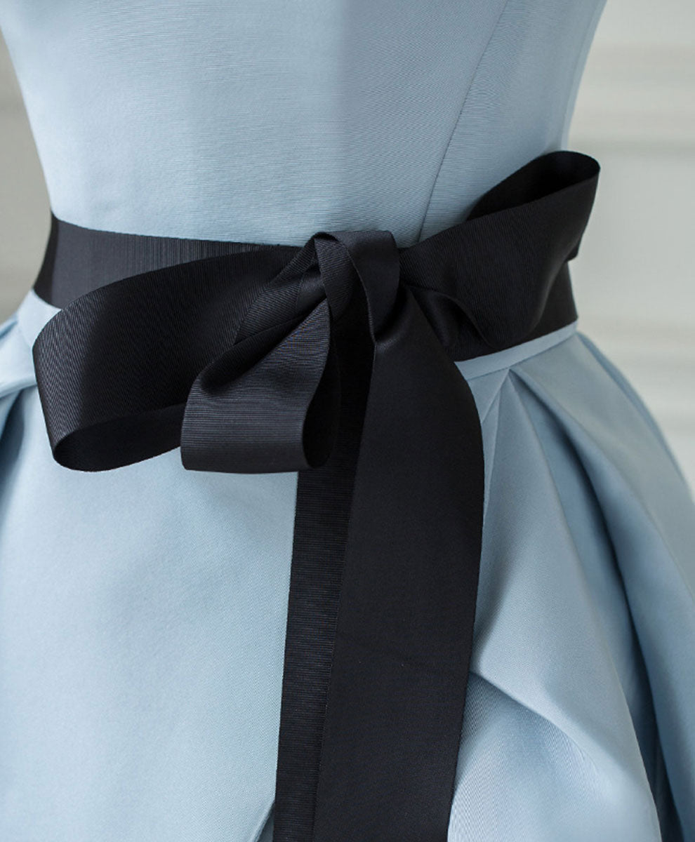 Elegant Blue Satin Long Prom Dress for Women - Formal Evening Gown for Homecoming, Ball & Special Occasions