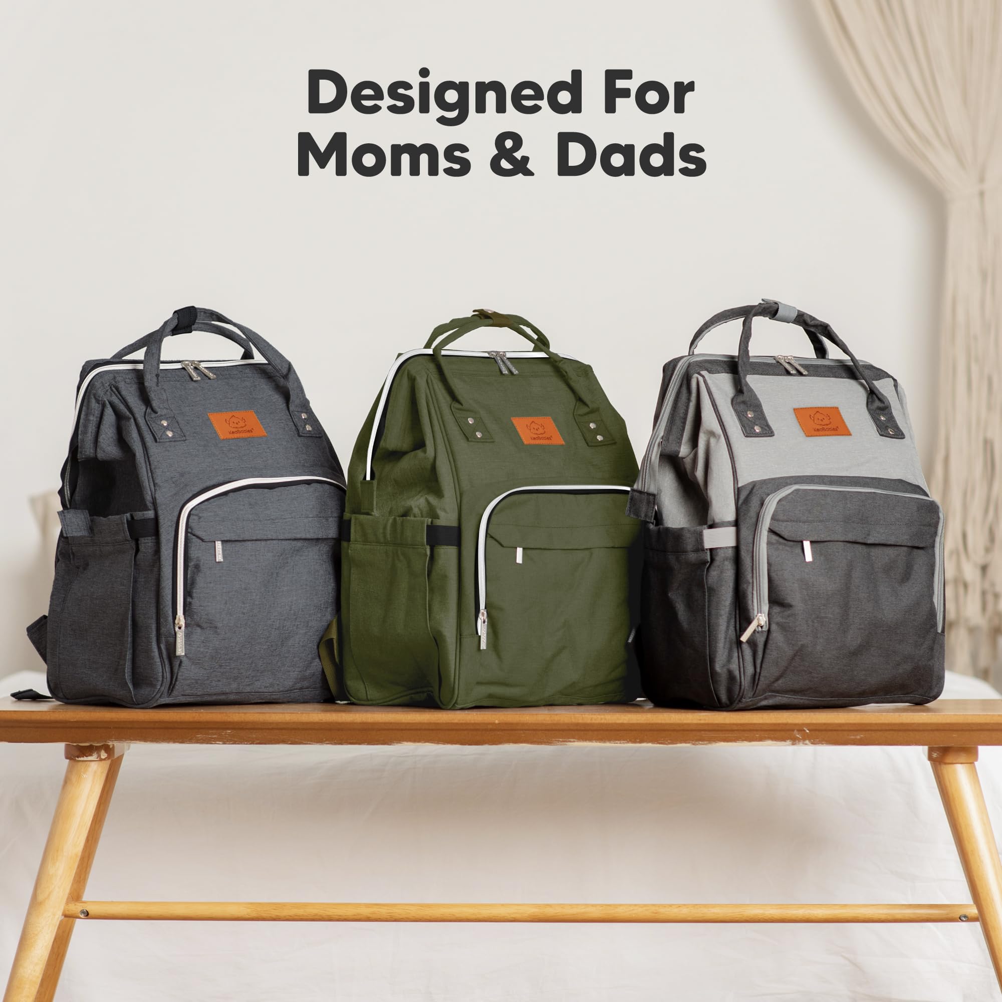 KeaBabies Baby Diaper Backpack - Large Waterproof Travel Diaper Bag for Boys & Girls with Changing Pad | Multi-Functional Parent Essentials | Perfect for Daycare, Outings & Travel (Coffee Brown)
