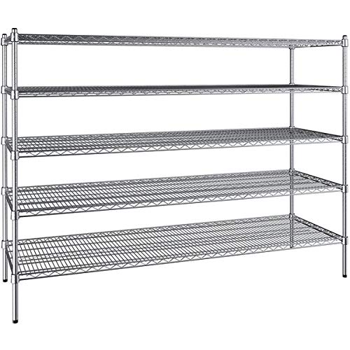 24 x 72 Inch Chrome 5-Tier Storage Shelf Kit with 54-Inch Posts - Heavy Duty Garage Shelving Unit, Food Storage Rack & Baker's Shelf for Home, Office & Warehouse Organization