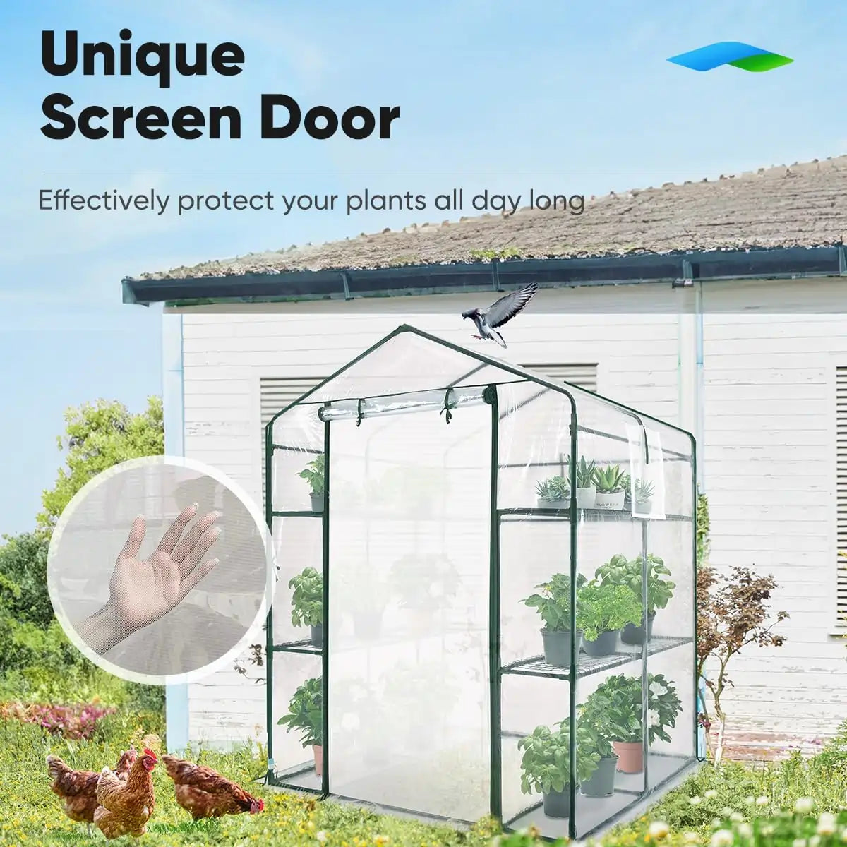 56x56x77 Walk-in Greenhouse for Plants - Portable Garden Greenhouse with Sturdy Frame & UV Protection - Perfect for Indoor/Outdoor Gardening, Seed Starting & Plant Protection