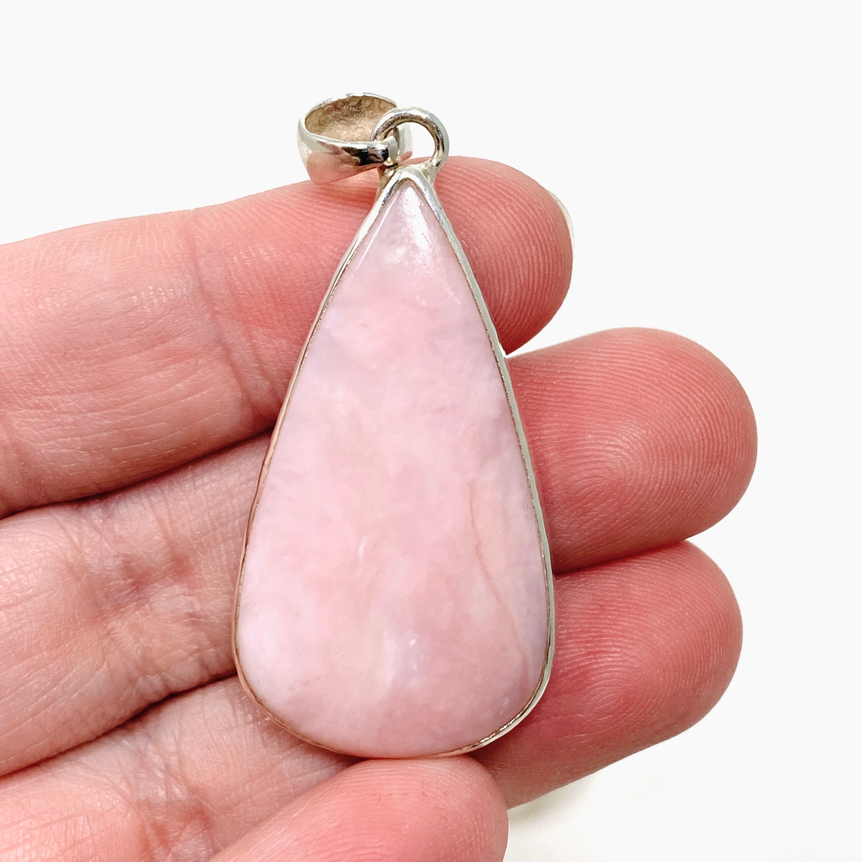 Natural Pink Opal Teardrop Cabochon Pendant in Handcrafted Hammered Sterling Silver Setting KPGJ4670 | Elegant Boho Jewelry for Women, Perfect for Everyday Wear & Special Occasions