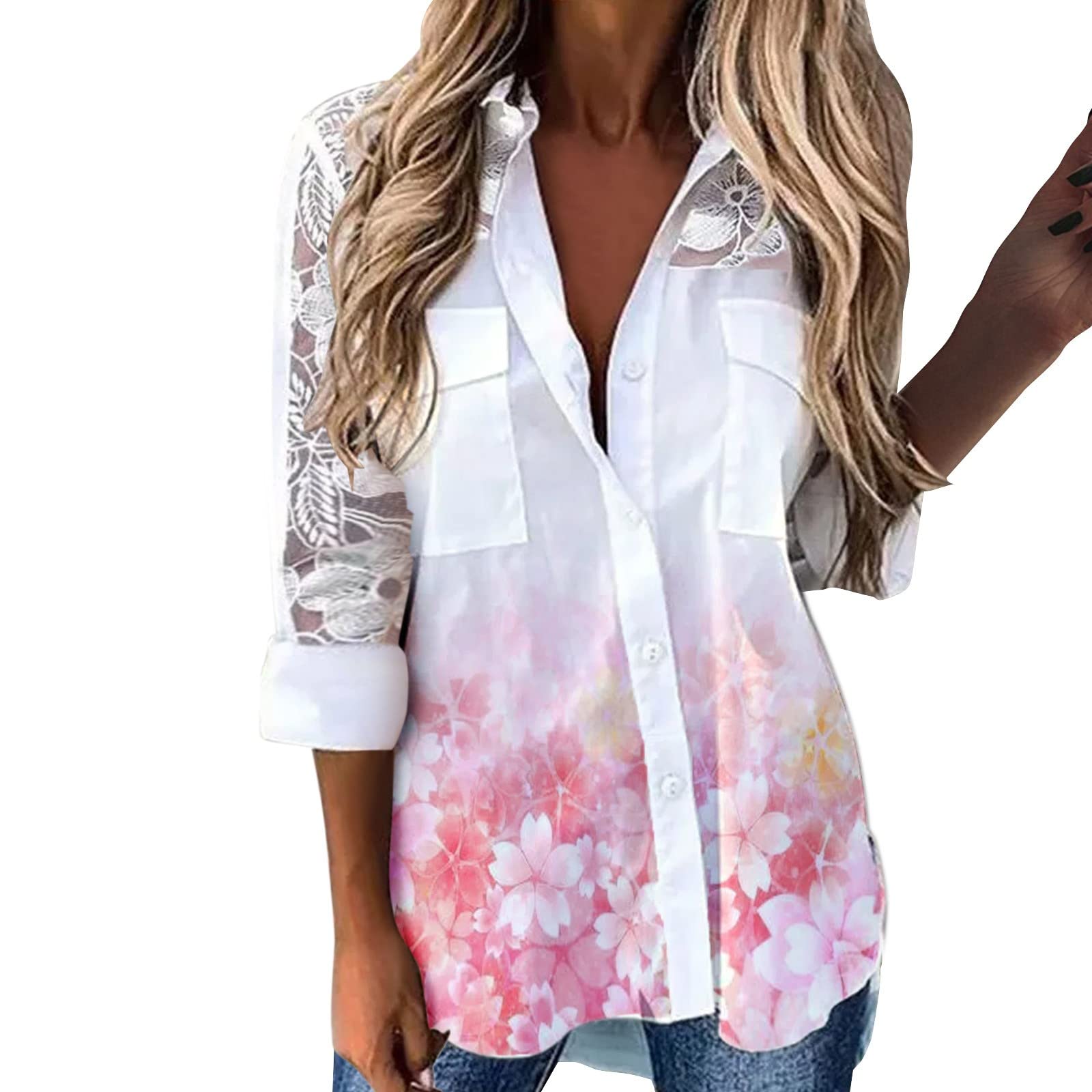 Women's Long Sleeve Tunic Tops - V Neck Printed Blouse for Business Casual & Dressy Outfits | Office Wear, Date Night & Everyday Comfort