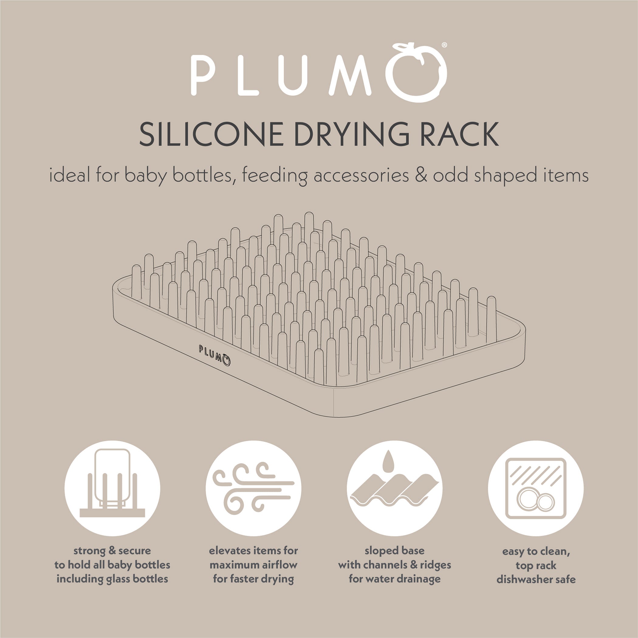 PLUM Premium Silicone Dish Drying Rack - Olive Green | Space-Saving Kitchen Organizer for Plates, Cups & Utensils | Perfect for Small Kitchens, RVs & Dorm Rooms