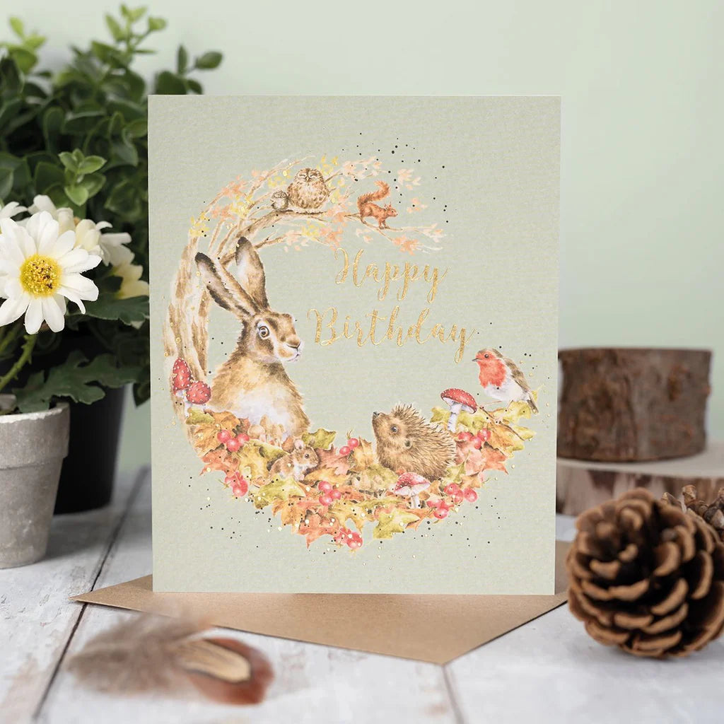 Wrendale Designs Birthday Foraging Foray Greeting Card - Gold Foiled - Perfect for Birthday Wishes & Special Occasions