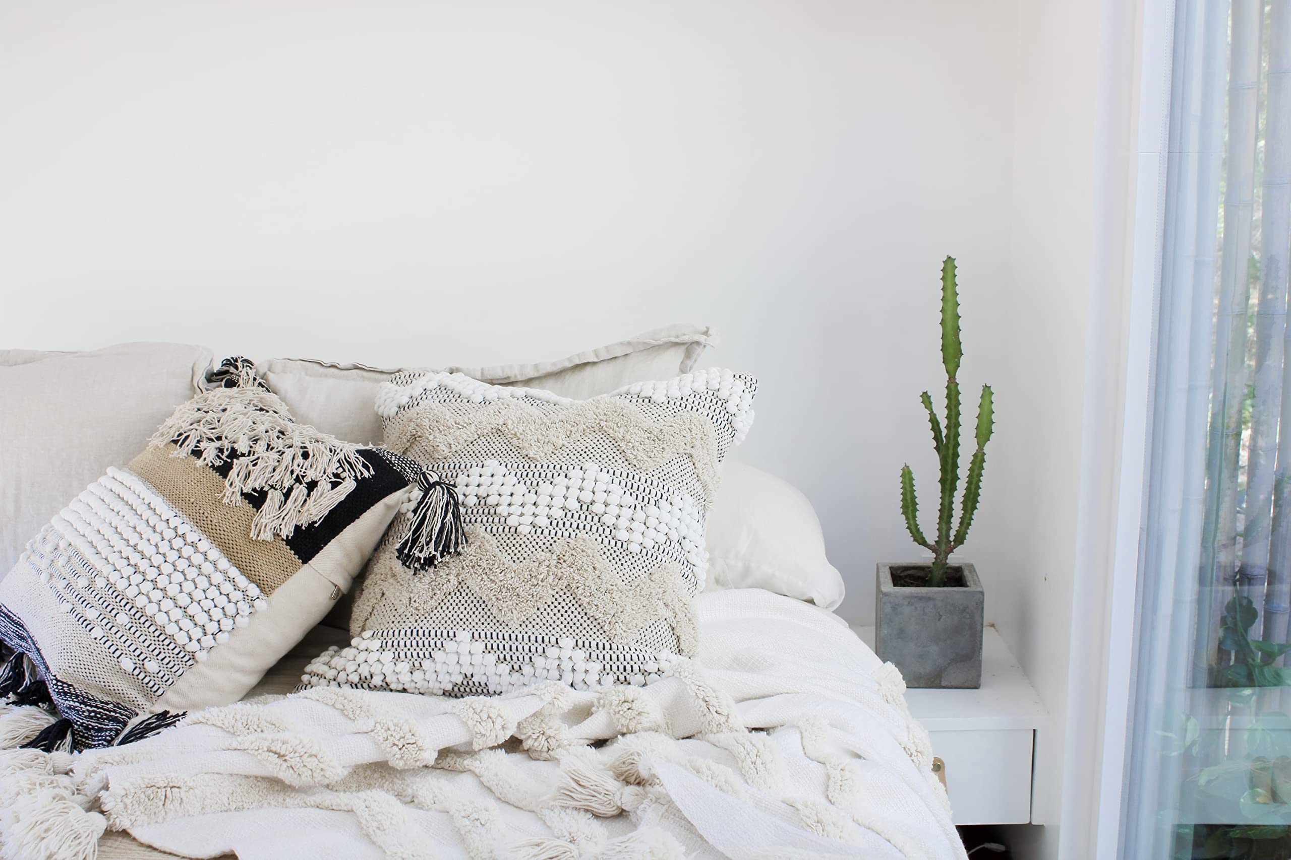 Boho Pillow Covers 20x20 - Decorative Throw Pillows for Bed, Sofa & Couch - Modern Bohemian Pillow Cases - CASA BOHO Home Decor for Living Room, Bedroom & Nursery