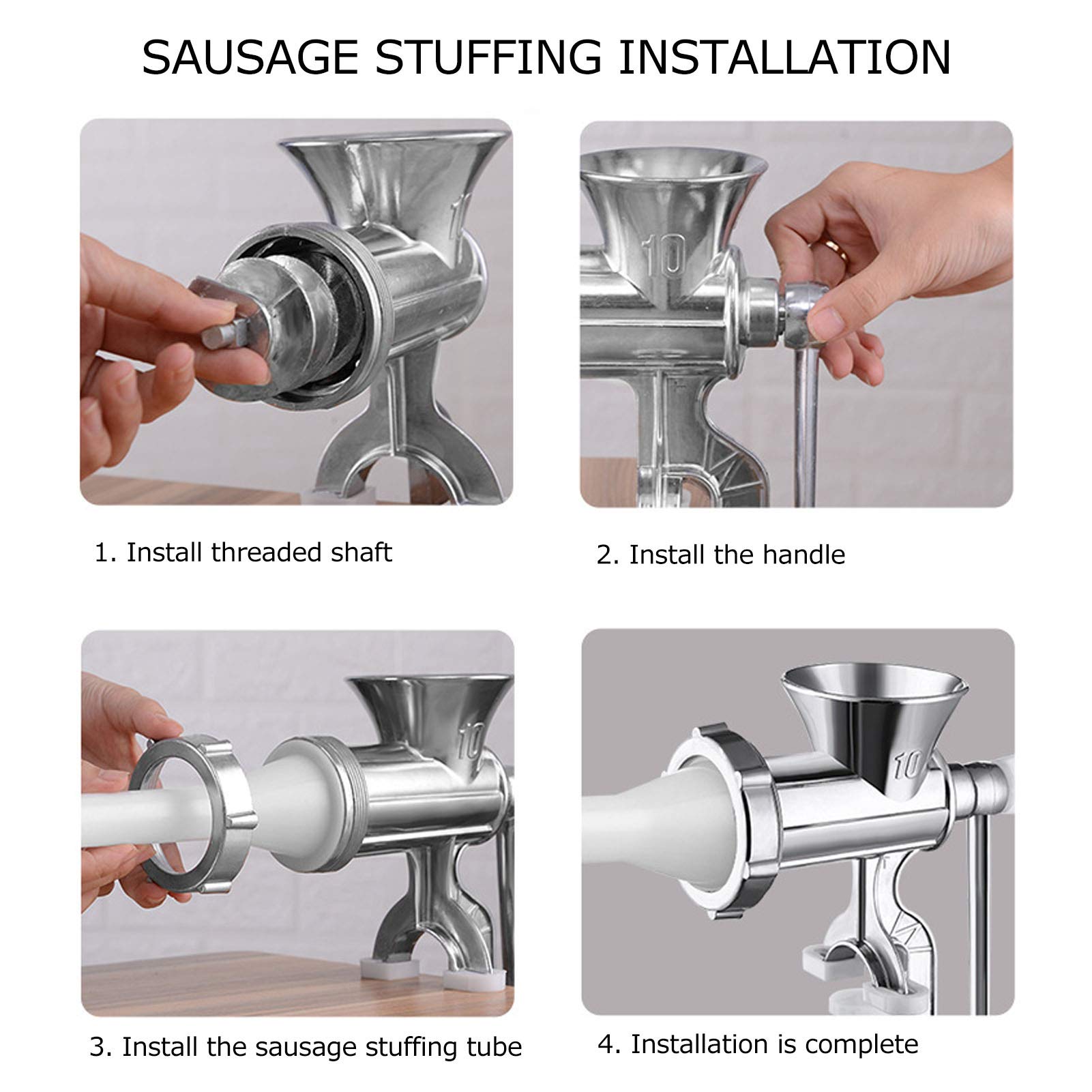 Heavy Duty Manual Meat Grinder - Multifunctional Hand Crank Food Processor with Table Clamp for Home Kitchen | Perfect for Grinding Beef, Pork, Sausage Stuffing & Food Prep | Dishwasher Safe Meat Mincer for Camping, BBQ & Everyday Cooking