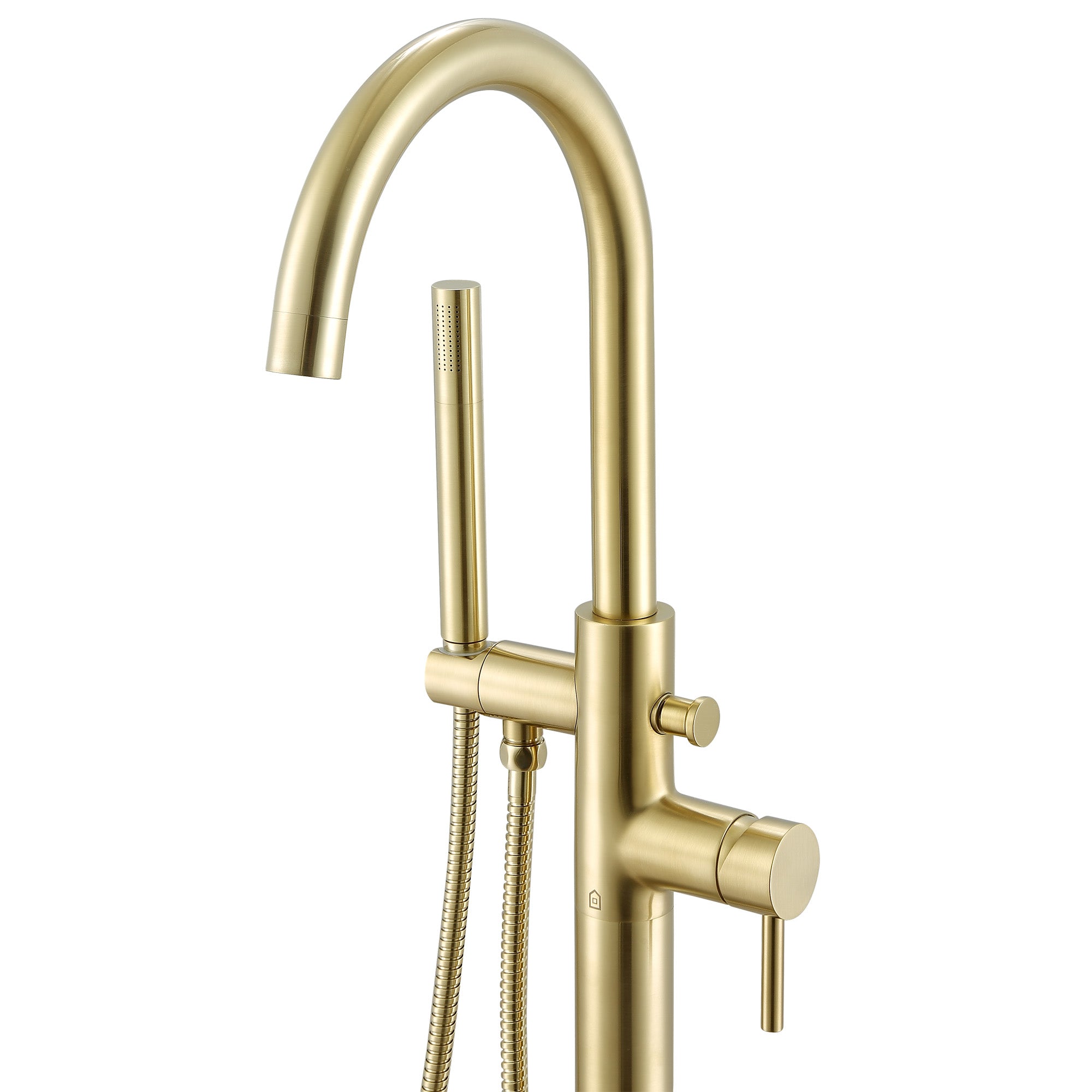 Ancona Nero Freestanding Bathtub Faucet in Brushed Champagne Gold - Modern Bathroom Fixture for Luxury Spa Experience