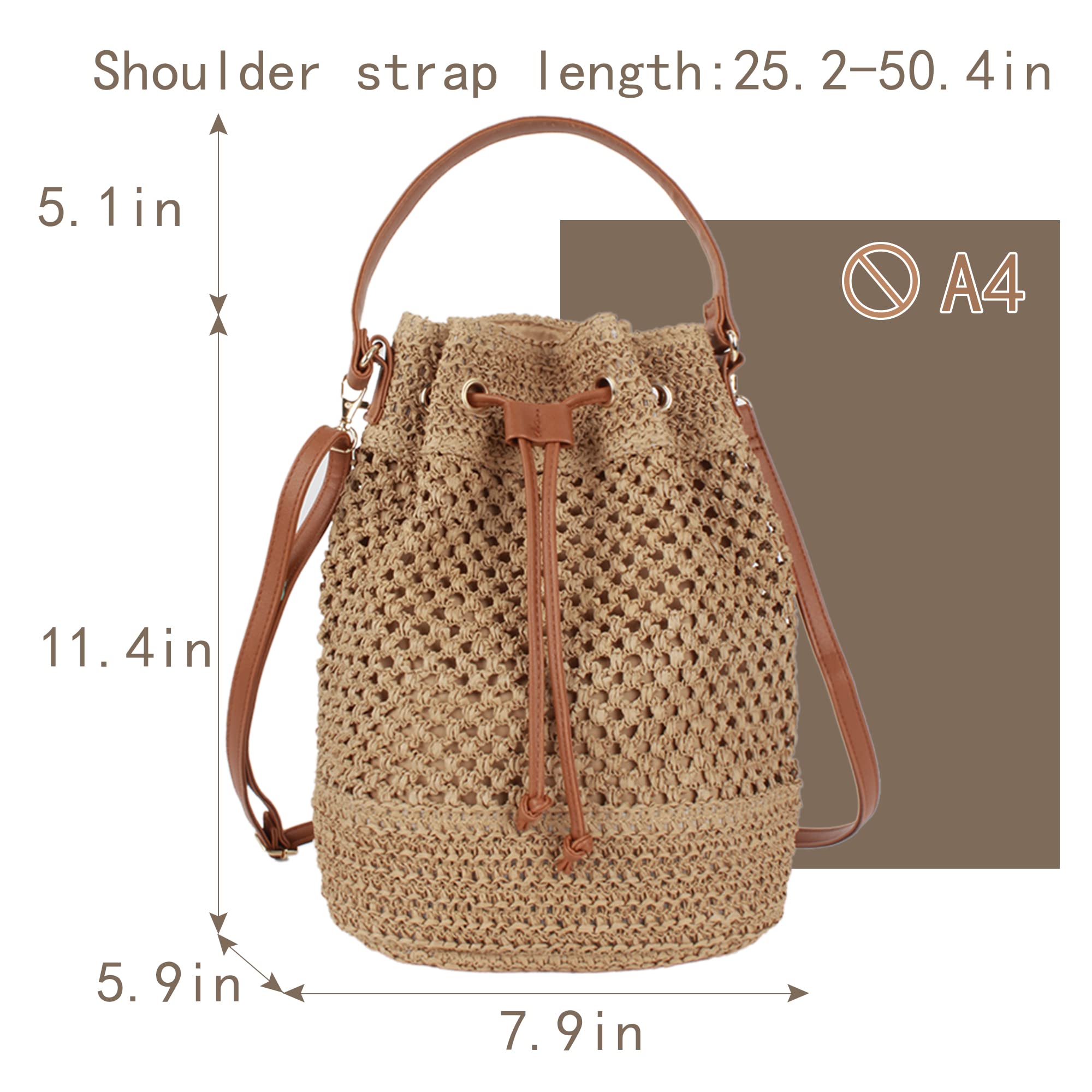 Van Caro Handwoven Cotton Straw Shoulder Bag - Crochet Tassel Bohemian Beach Purse for Women | Perfect for Summer Vacations, Beach Trips & Boho Fashion Accessories
