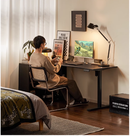 Solid Oak Wood Electric Height Adjustable Standing Desk - Ergonomic Home Office Desk for Work & Study