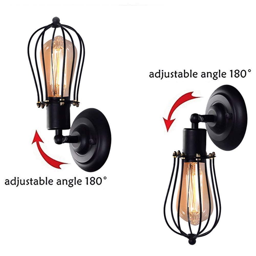 Vintage Industrial Wall Sconce - Single Head Edison Bulb Reading Light for Restaurant, Bar, Balcony & Hallway | Classic Metal Wall Lamp with Artistic Shadow Effect | Perfect for Ambient Lighting in Cafes, Bedrooms & Entryways