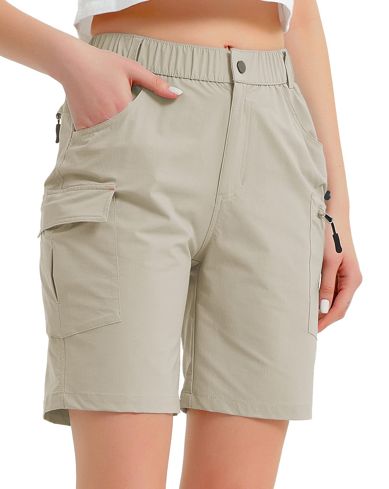 Nomolen Women's Hiking Cargo Shorts - Lightweight Quick-Dry Outdoor Shorts with Zipper Pockets, UPF 50+ Sun Protection for Hiking, Golf, Travel & Casual Wear