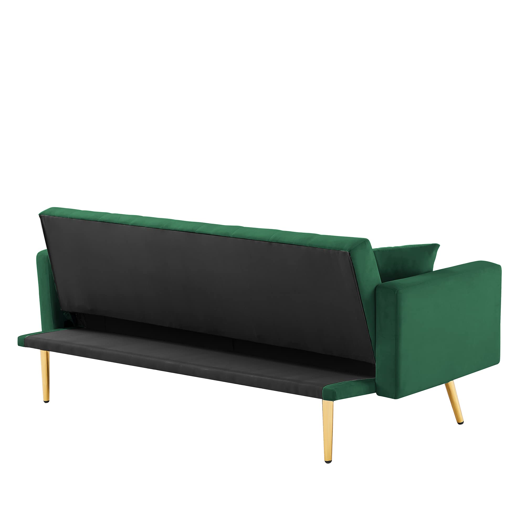 Yoglad Convertible Sofa Bed with Pillow - Velvet Upholstered Recliner Loveseat, Futon Couch with Sturdy Metal Legs, 73