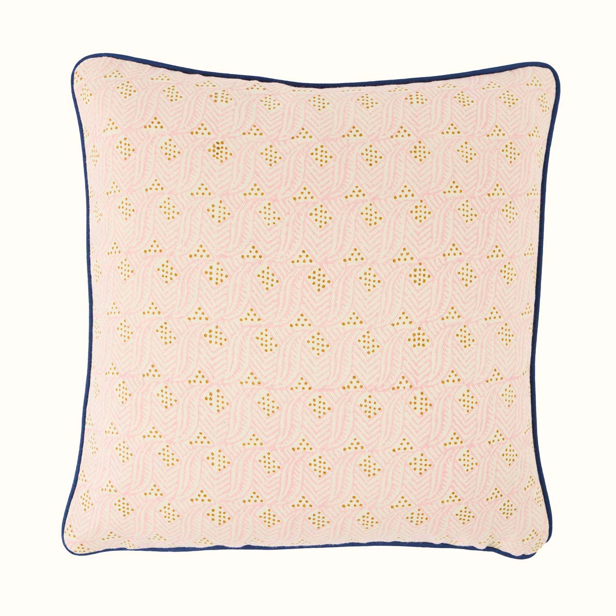 Handmade Indian Block Printed Leaf Design Cushion Cover - Pink & Copper - Perfect for Boho Home Decor, Living Room, Bedroom, and Sofa
