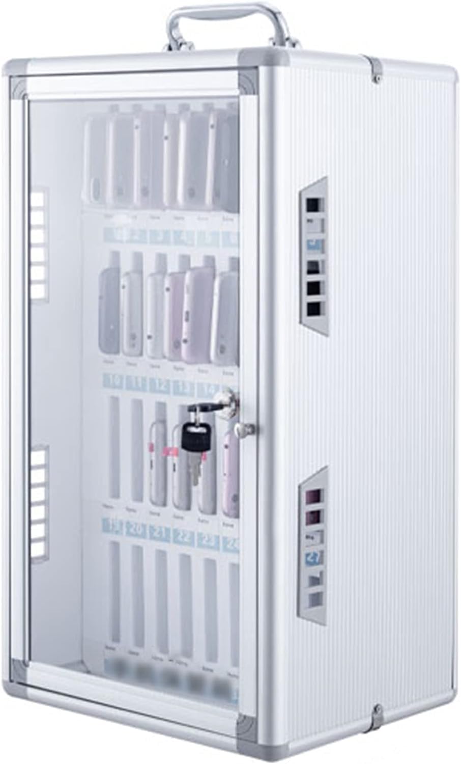 36-Slot Aluminum Alloy Cell Phone Storage Locker Cabinet - Secure Phone Organizer for Schools, Offices & Public Spaces - Durable Mobile Device Charging Station with Key Lock