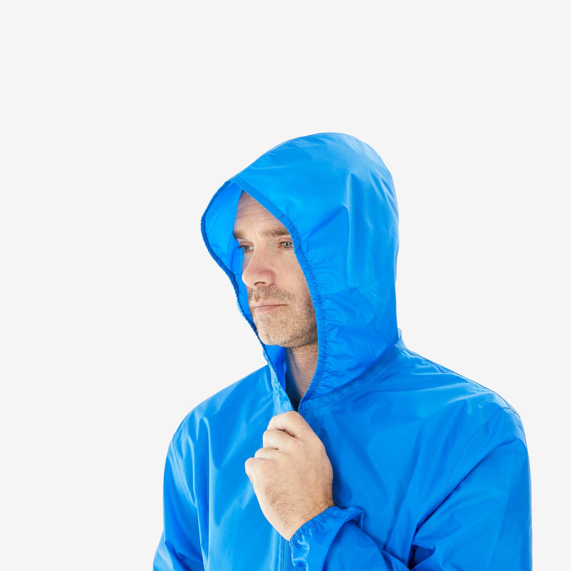 Quechua Men's Waterproof Rain Jacket - Lightweight Half Zip Windbreaker for Hiking, Camping & Outdoor Activities