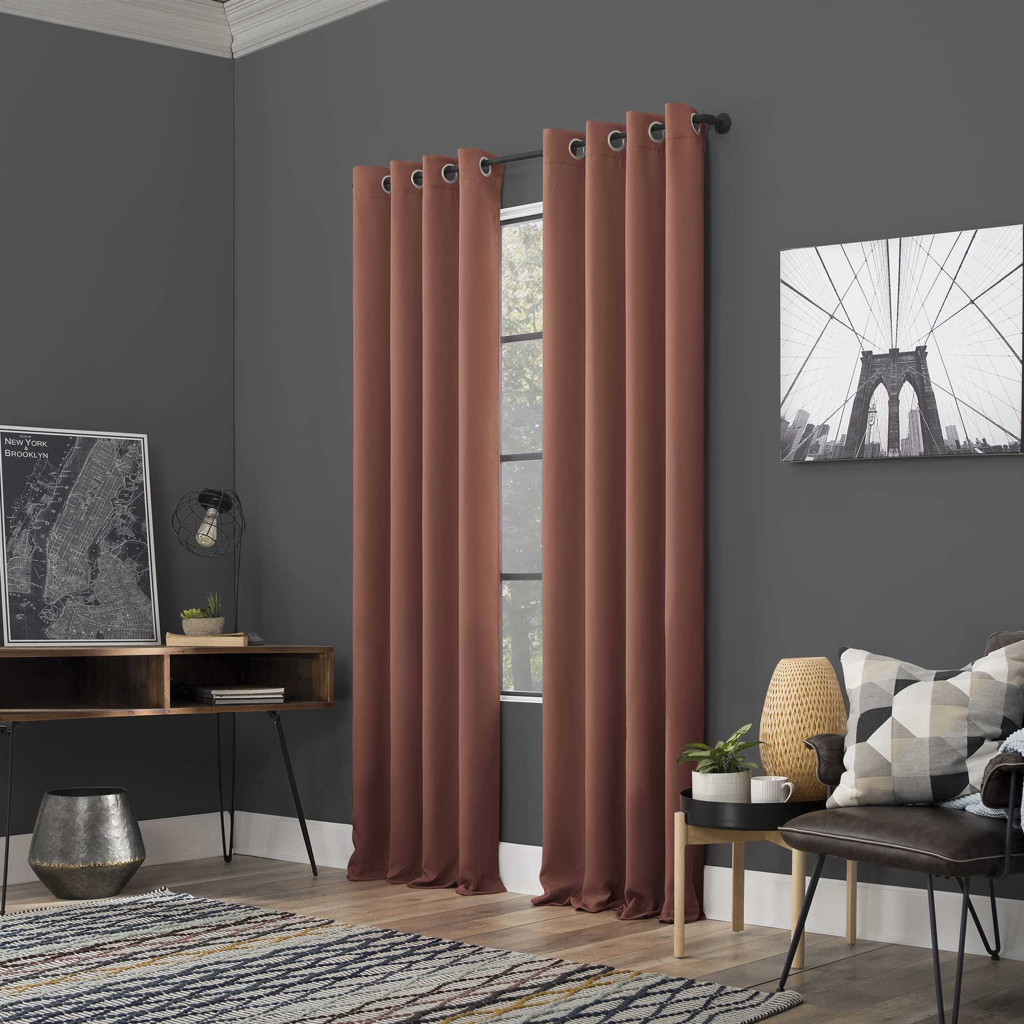 Sun Zero Soho 2-Pack Blackout Energy Efficient Grommet Curtain Panels, 54