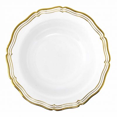10-Pack White & Gold Round Plastic Plates - Elegant Disposable Dinnerware for Parties, Weddings & Special Events