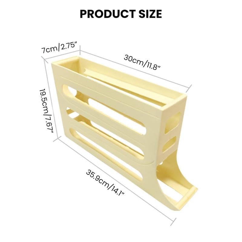 2024 Upgraded 4-Tier Automatic Scrolling Egg Holder for Refrigerator - Large Capacity Space-Saving Egg Organizer & Dispenser - Perfect for Kitchen Storage, Breakfast Prep, and Farm Fresh Egg Organization