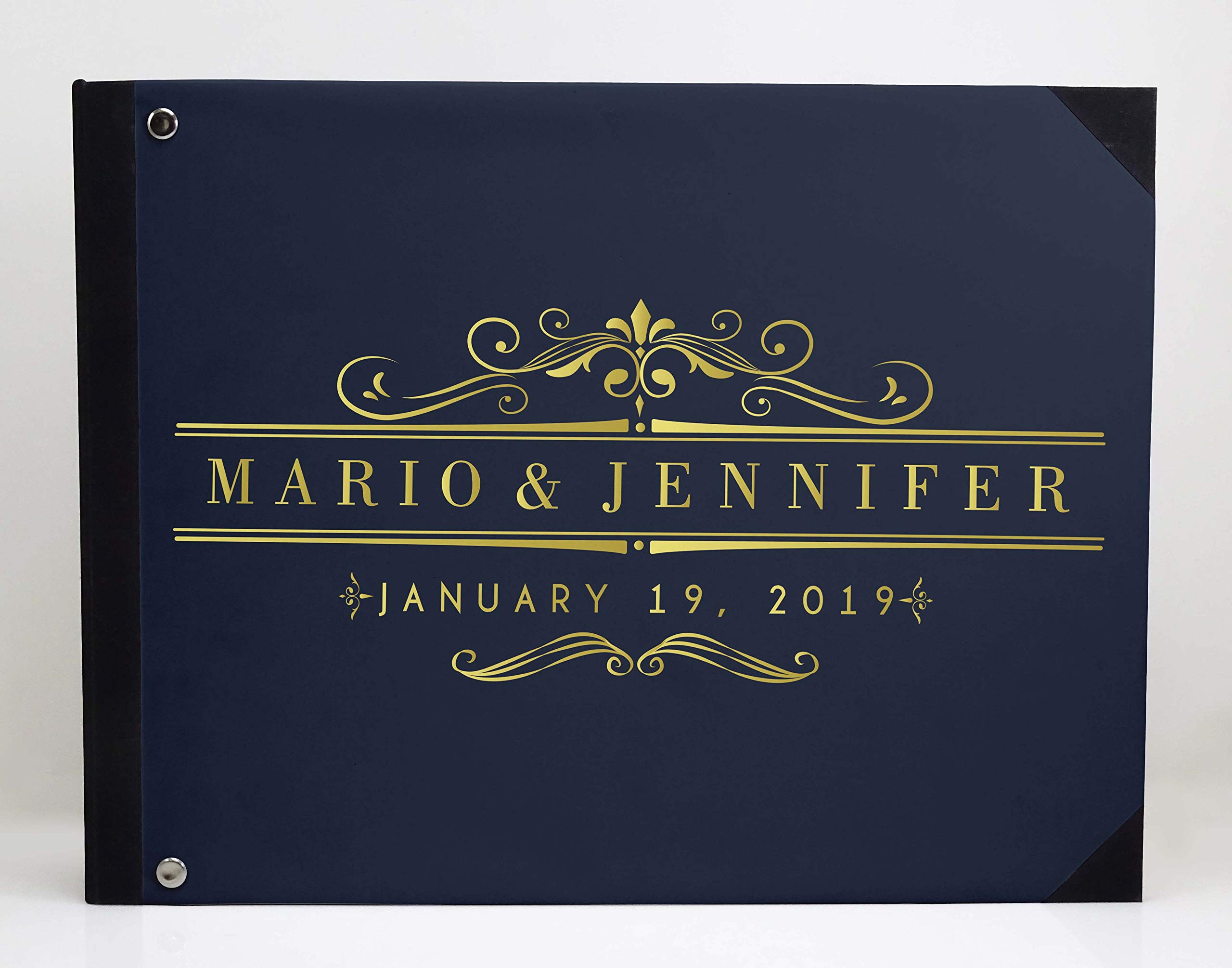 Elegant Blue Victorian Wedding Guest Book - Hardbound Guest Sign-in Registry, 9 x 12 Inches - Perfect for Bridal Showers, Anniversary Parties & Special Events