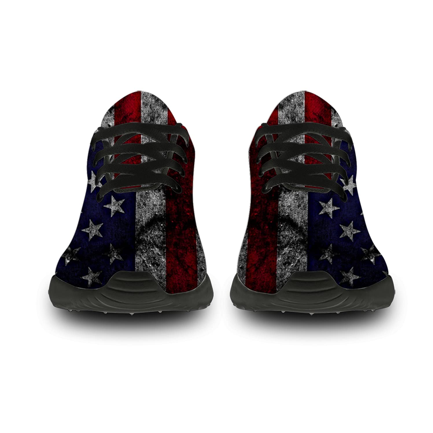 **Patriotic USA Flag Running Shoes for Men & Women - Comfortable Walking & Tennis Sneakers with American Flag Print - Perfect for Jogging, Workouts & Casual Wear - Size 10 Men/11.5 Women in Black - Ideal Gift for Him & Her**