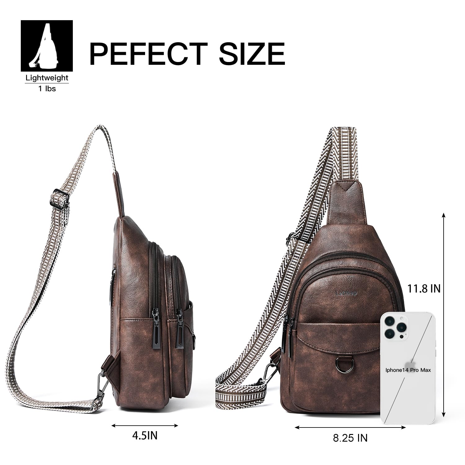 7L Anti-Theft Sling Bag for Women & Men - Crossbody Chest Bag, Small Travel Backpack, Faux Leather Daypack - Perfect for Gym, Hiking, Commuting & Daily Use