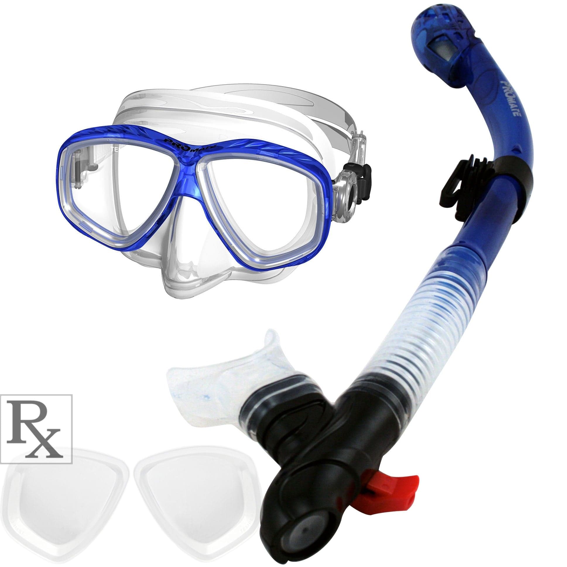 Promate Pro Viewer Prescription Snorkeling Mask with Ultra Dry Snorkel Set - Anti-Fog, Leak-Proof Design for Clear Underwater Vision (SCS0096 RX) | Perfect for Scuba Diving, Snorkeling Trips & Ocean Adventures