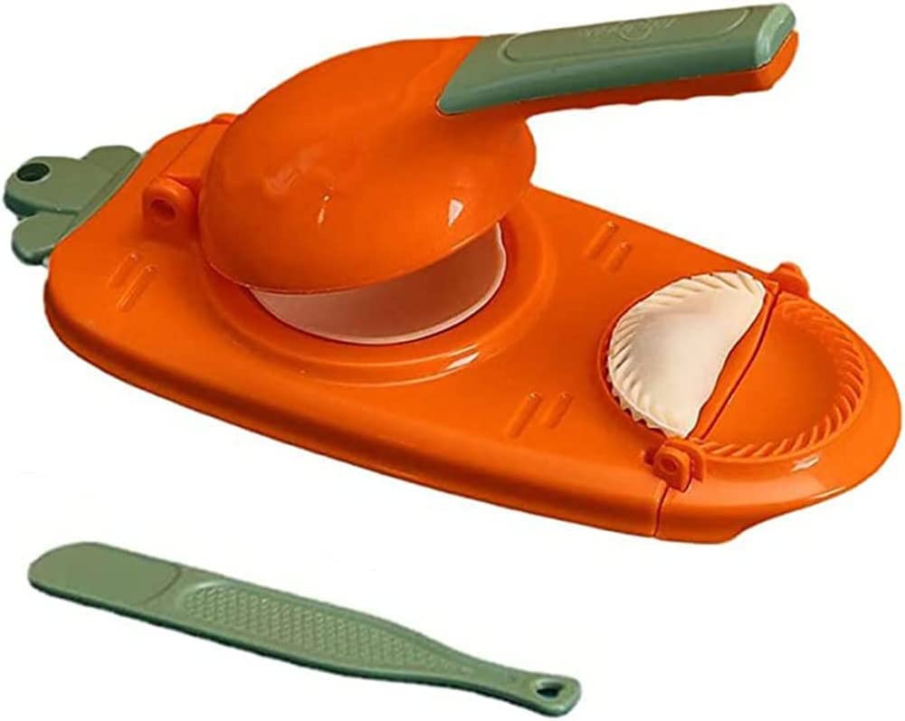 2 in 1 Dumpling Maker & Wavy Dumpling Molds - Orange BPA Free Polypropylene Dumpling Press (12 Dumplings) - Safe PVC & Phthalate Free - Perfect for Homemade Dumplings, Potstickers & Asian Cooking