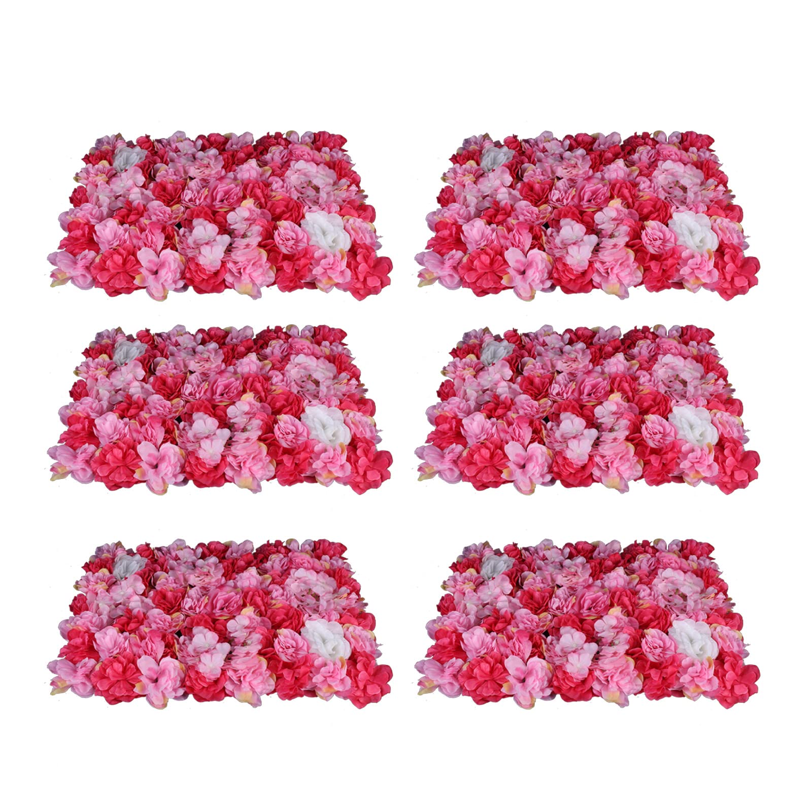 6-Piece Artificial Silk Flower Wall Panel Set - DIY Hydrangea Backdrop for Wedding, Photography & Home Decor | Plastic Flower Mat for Wall Decoration & Venue Enhancement