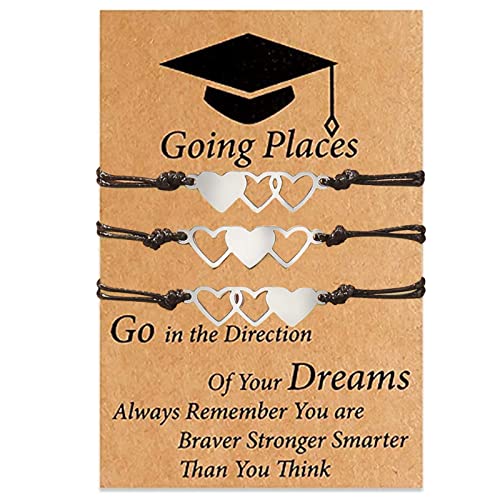 F: 3pcs heart graduation bracelets