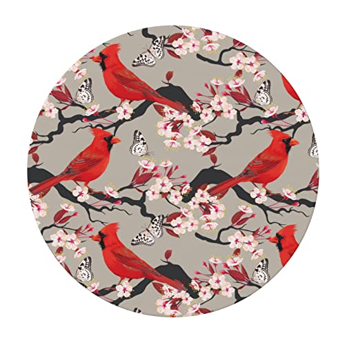 Red Birds Cherry Flowers