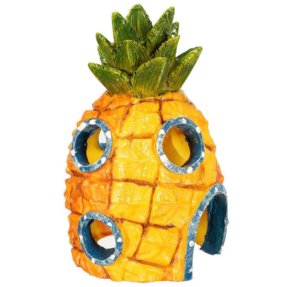 LGCTION Aquarium Pineapple House Spongebob Decor - Safe Fish Tank Ornament for Freshwater & Saltwater Aquariums | Perfect for Tropical Fish Tanks, Betta Fish Habitats, and Spongebob-Themed Underwater Decorations