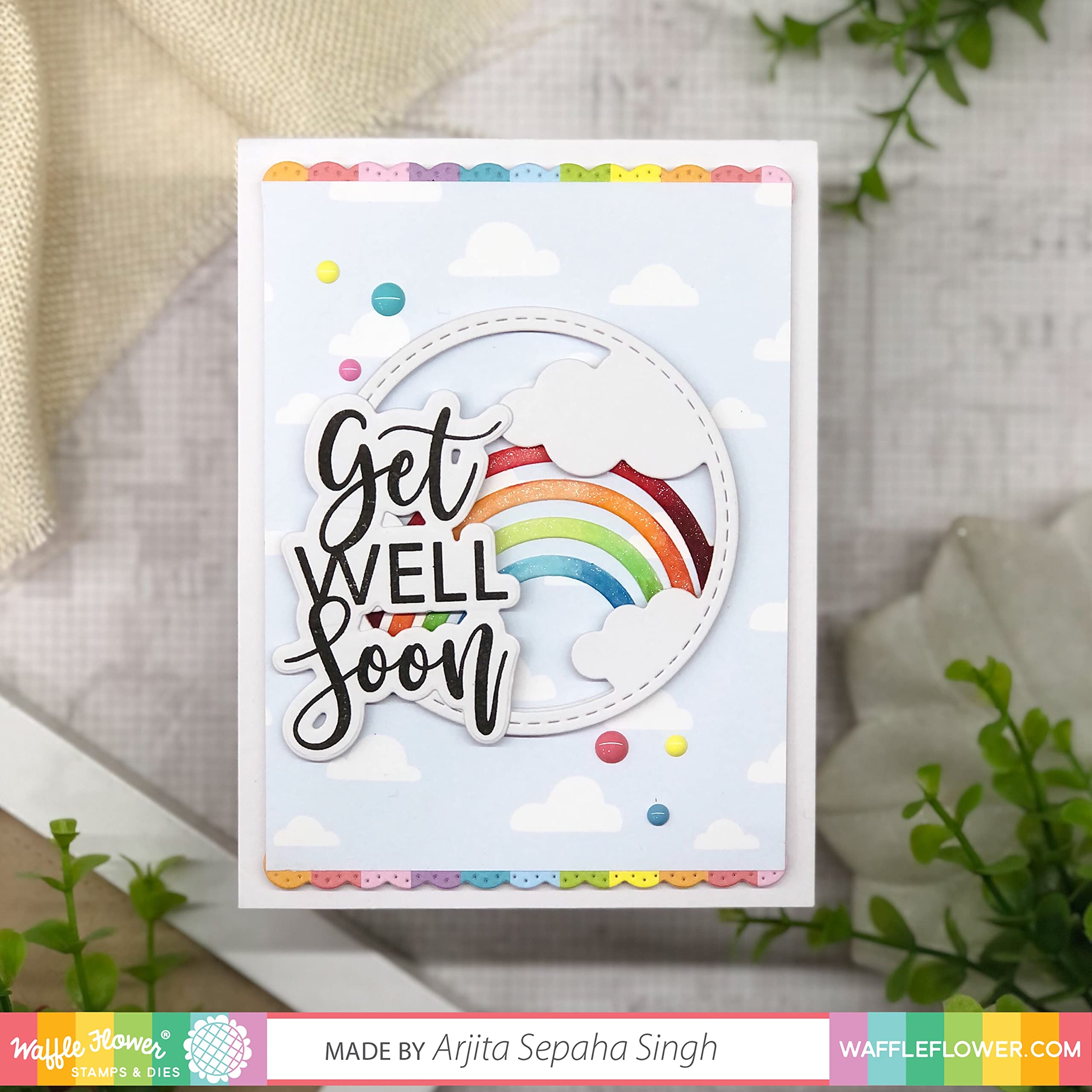Waffle Flower Get Well Card Die Set - Floral Embossing Cutting Dies for DIY Greeting Cards, Scrapbooking, and Paper Crafts - Perfect for Handmade Get Well Soon Cards and Invitations