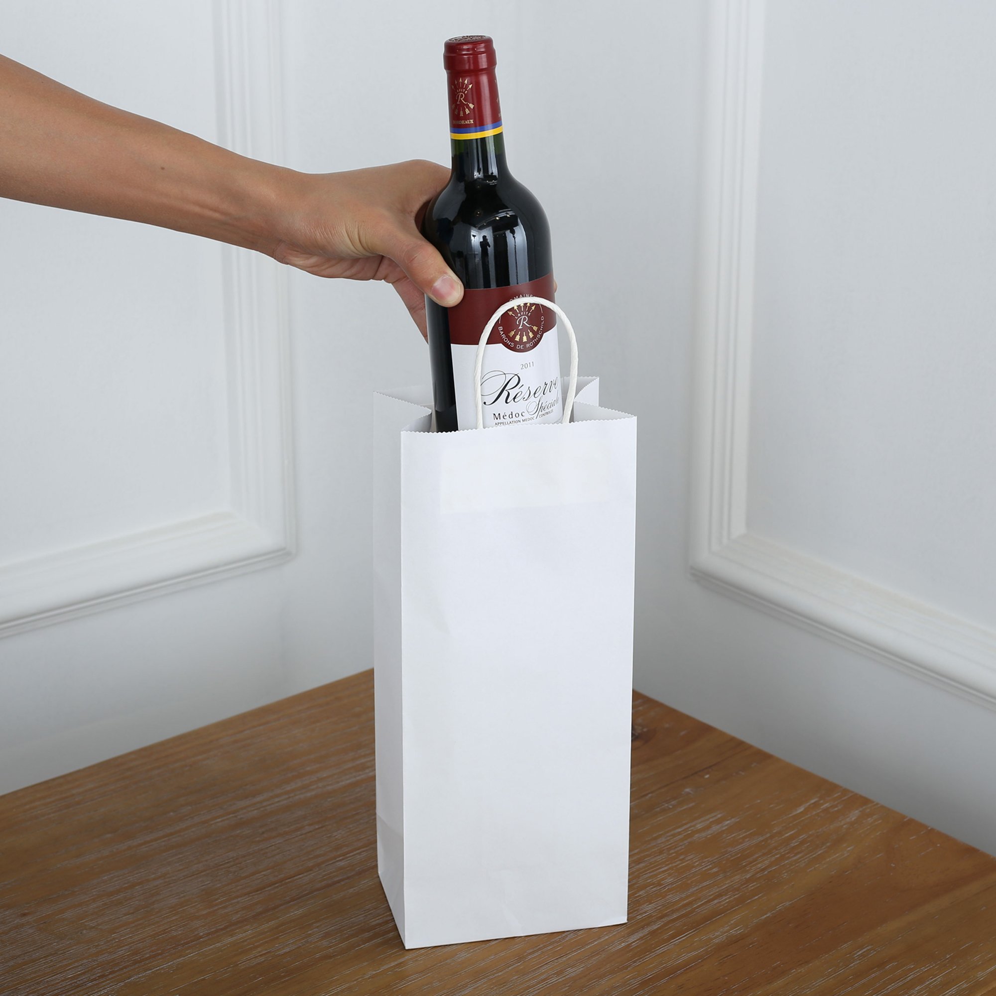 Premium Kraft Paper Wine Bags with Handles - 5.25x3.25x13 Inches (50 Pack) | Eco-Friendly Gift Bags for Retail, Parties & Special Occasions | Perfect for Weddings, Baby Showers & Corporate Events