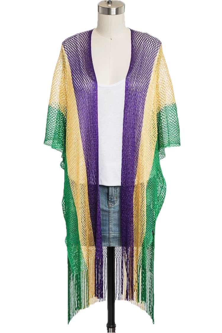 Stylish Mardi Gras Kimono Robe for Women - Floral Print Lightweight Cover Up - Perfect for Costume Parties, Festivals & Beach Cover-Ups