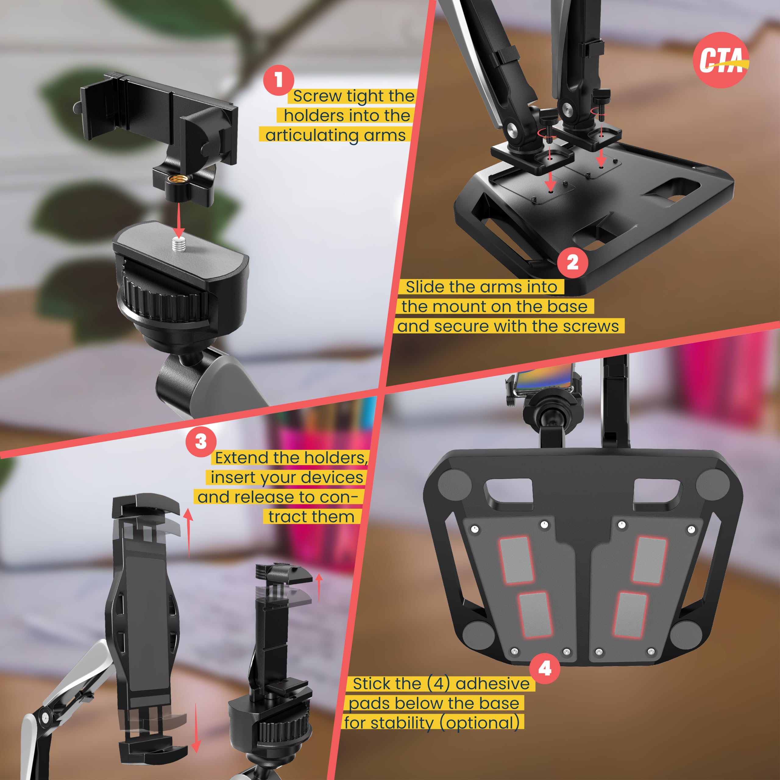 2 in 1 Adjustable Phone & Tablet Stand Holder - Universal Dock for iPhone 11/12/13/14 Pro Max, iPad Pro 11