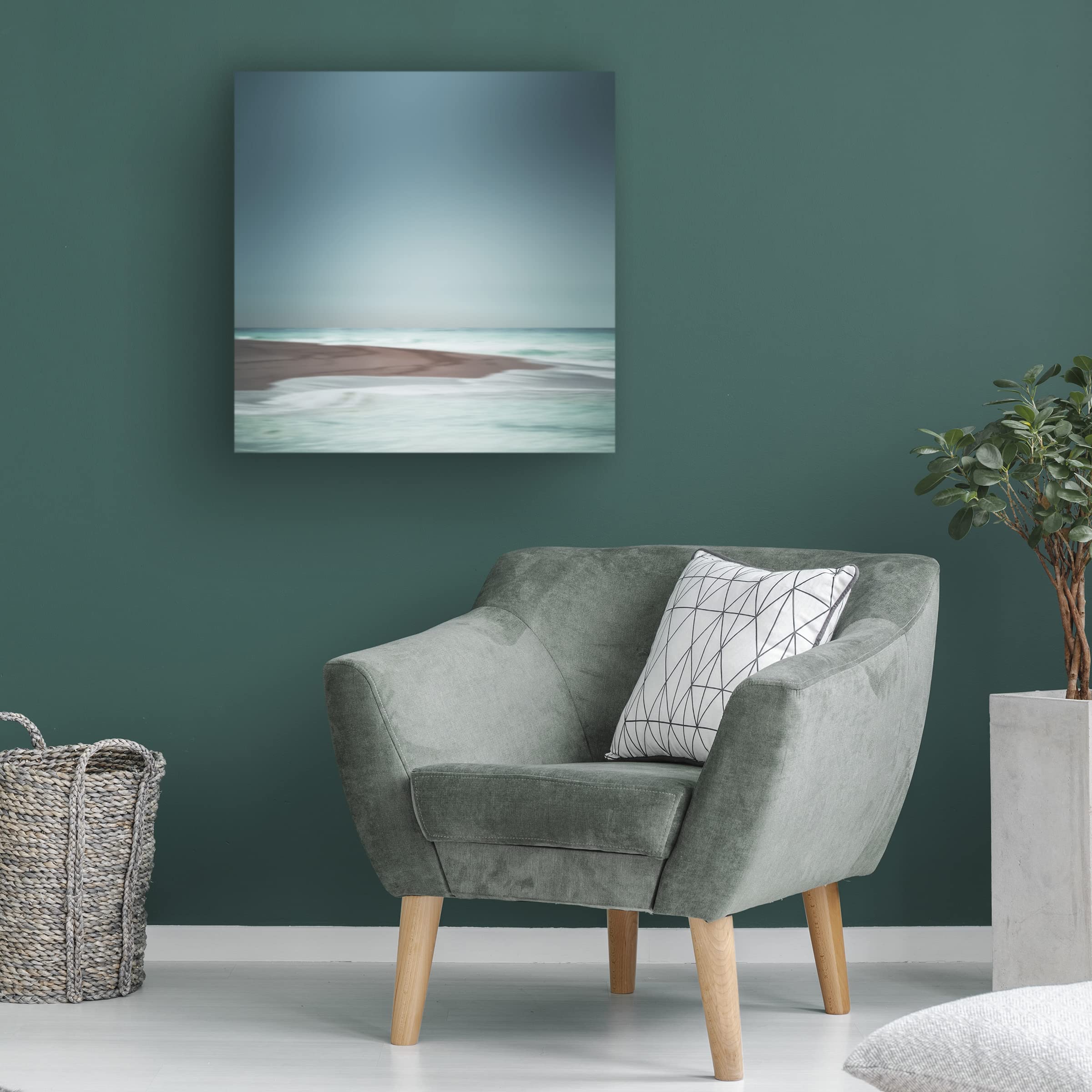 Trademark Fine Art 'Coast' Canvas Wall Art by Renate Wasinger - Seascape Painting for Beach House Decor, Living Room & Office Wall Decor