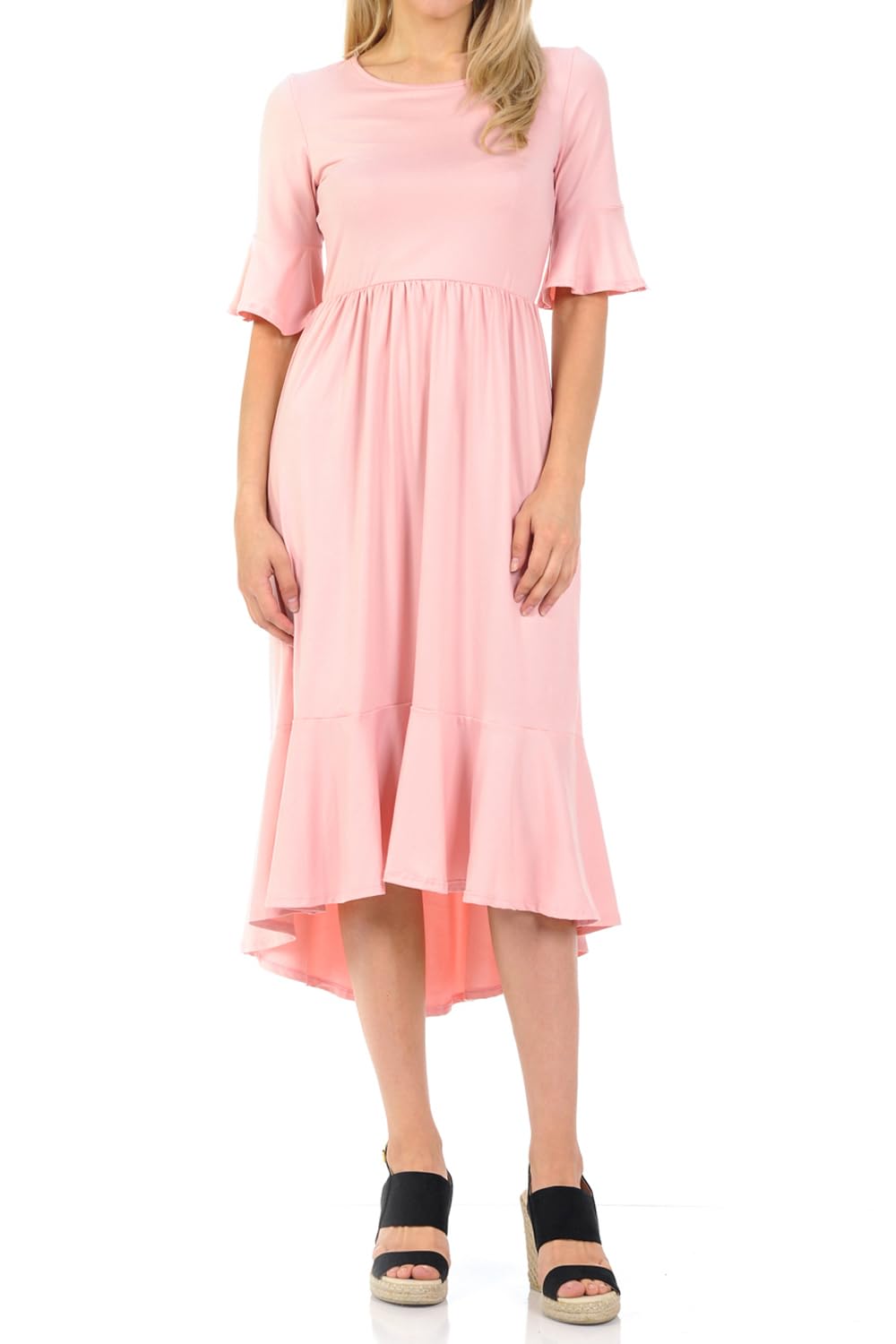 Iconic Luxe Women's Premium Knit Cropped Bell Midi Dress - Elegant Casual & Party Wear for Women | Perfect for Date Nights, Office Outfits & Special Occasions