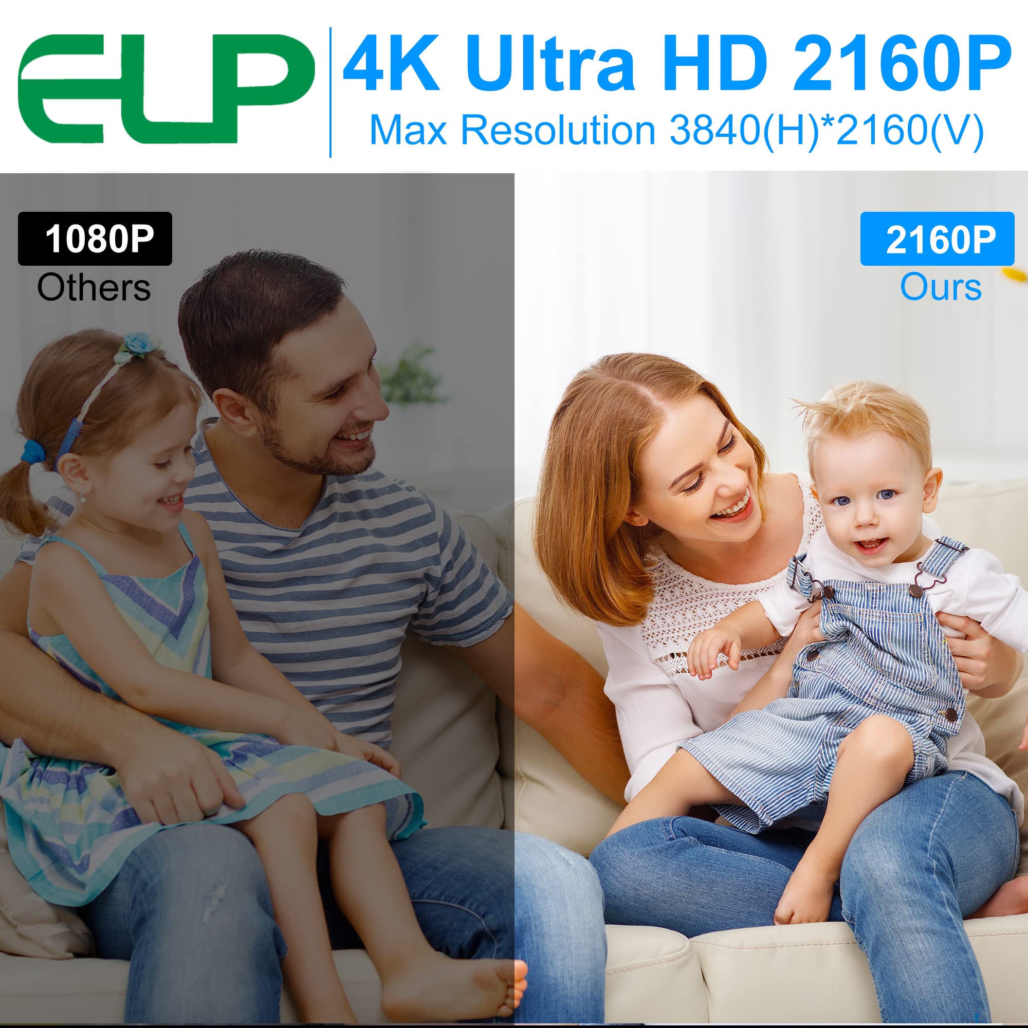 ELP 4K USB Webcam with Microphone - 8MP IMX317 Sensor, 5-50mm Manual Zoom Lens, 3840x2160@30fps - Compatible with Windows, Linux, Mac & Raspberry Pi - Perfect for Video Conferencing, Live Streaming & Online Classes