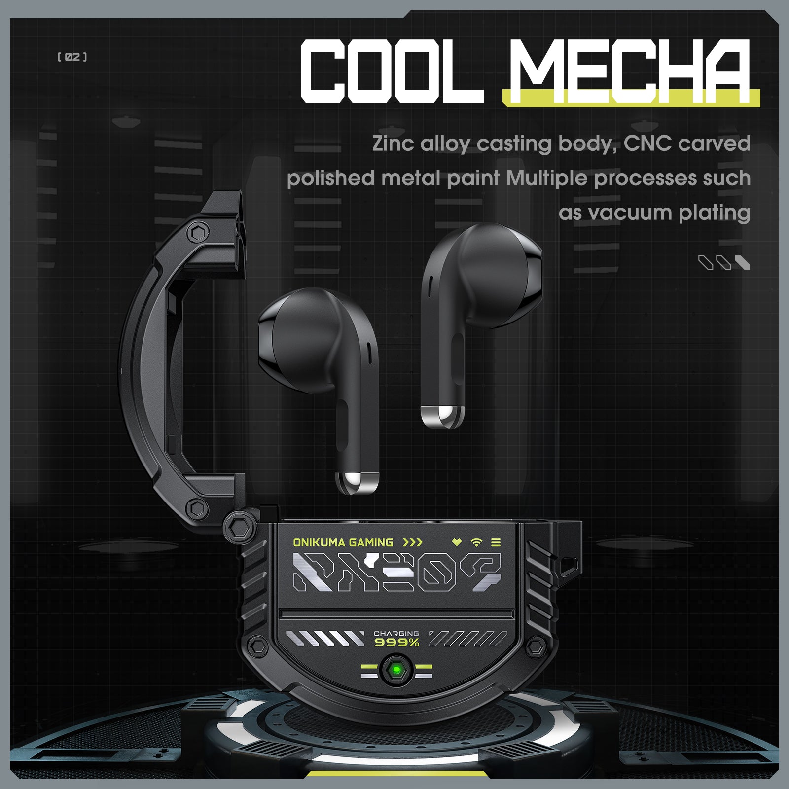 ONIKUMA T309 Wireless Bluetooth Gaming Headset with Noise Cancellation - High Sensitivity Mechanical Earphones for PC, PS5, Xbox & Mobile Gaming