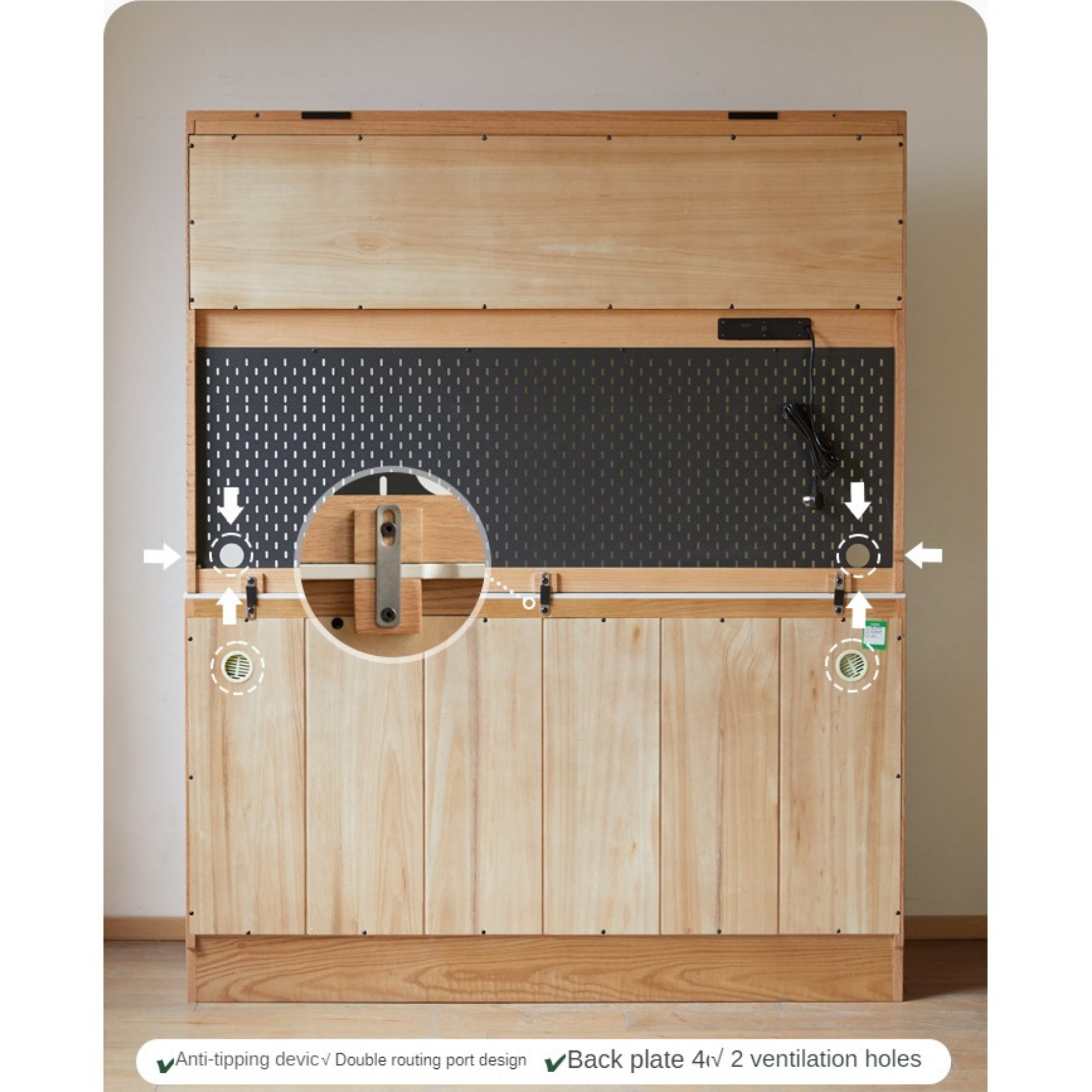 Solid Oak Wood Rock Board - Nordic Style Ultra-Thin Sideboard for Living Room, Bedroom & Dining Room Storage