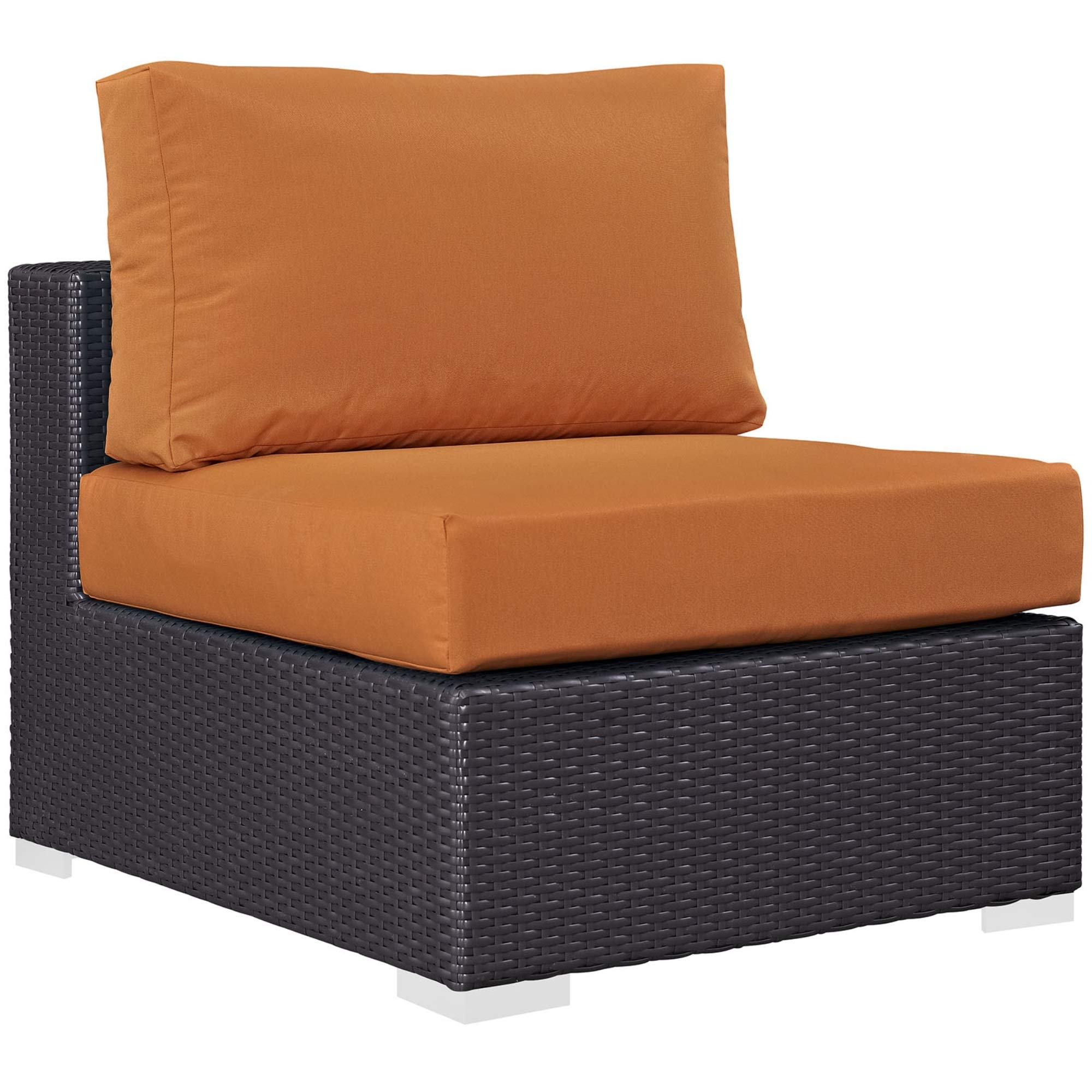 Ergode 7-Piece Outdoor Sectional Sofa Set with All-Weather Cushions - Durable Rattan Wicker Patio Furniture in Espresso & Orange - Perfect for Backyard, Poolside & Garden Relaxation