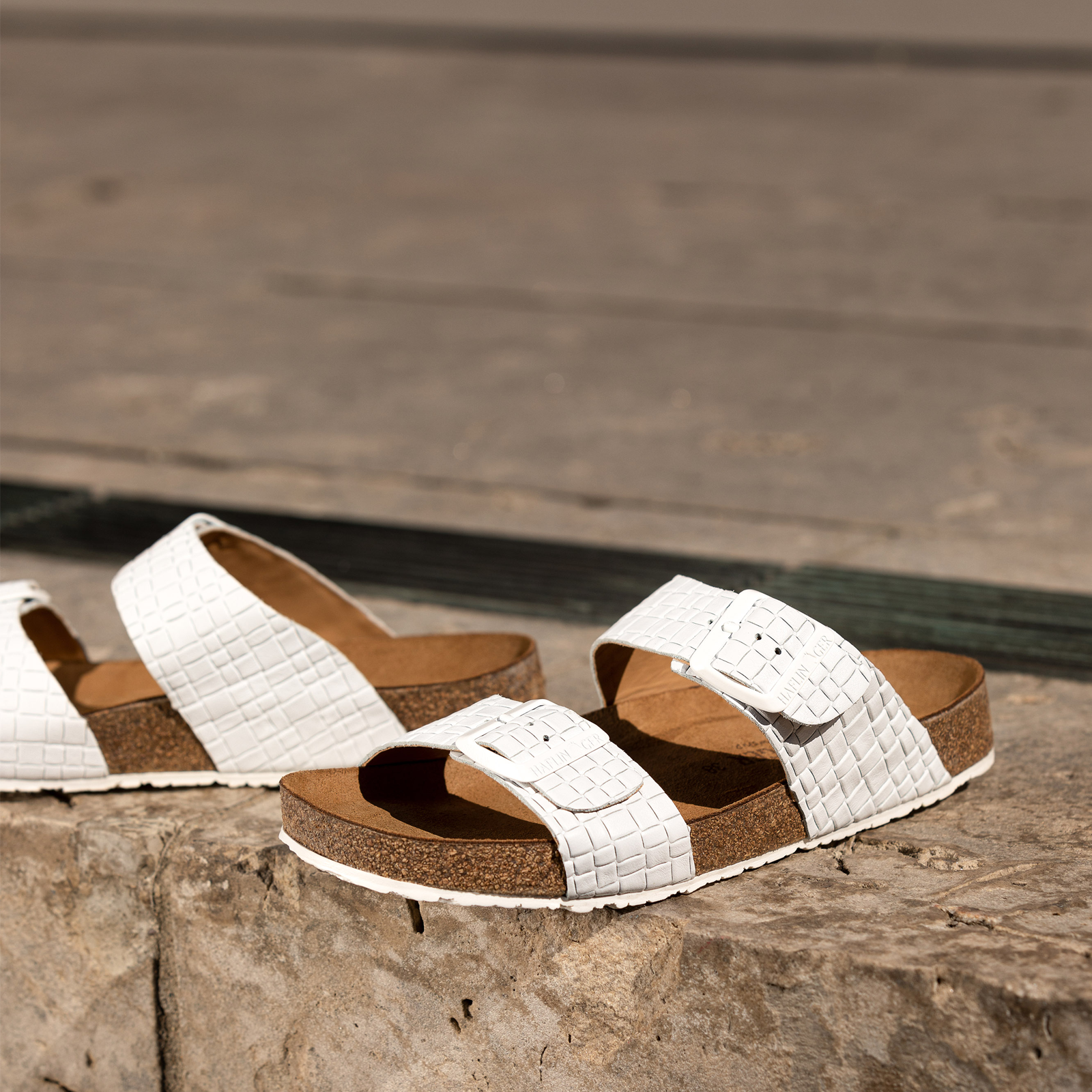 Haflinger Andrea Slide Sandal for Women - Comfortable Woven Blanco Sandals | Perfect for Summer, Beach, and Casual Outings