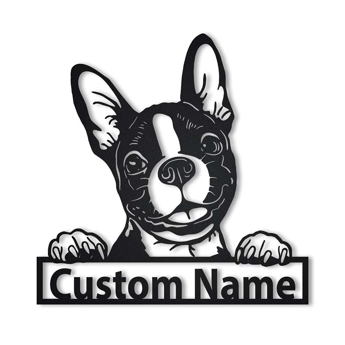 Custom Personalized Boston Terrier Dog Metal Sign Art - Engraved Pet Name Plaque - Unique Dog Lover Gift for Men & Women - Perfect for Home Decor, Office, or Kennel Wall Art