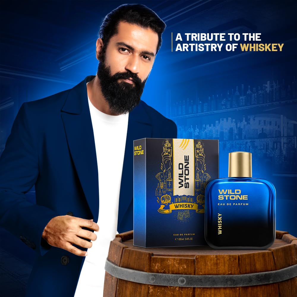Premium Wild Stone Whisky Eau de Parfum for Men - 100ml Long-Lasting Fragrance with Captivating Scent | Perfect Gift for Him | Date Night, Office & Special Occasions