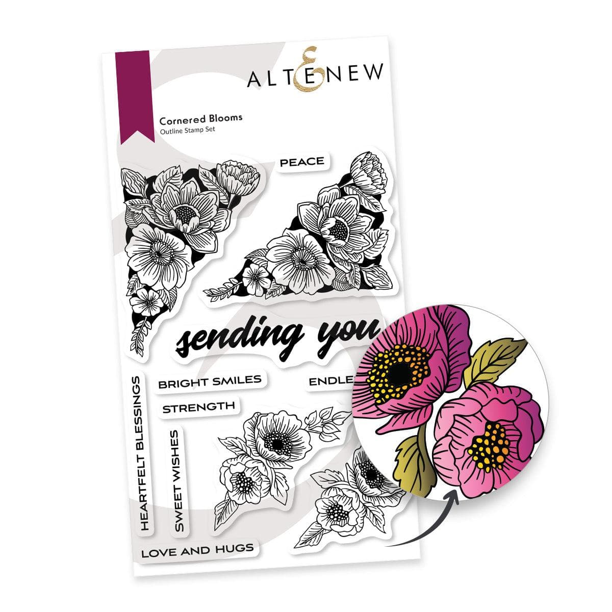 Cornered Blooms Stamp Set - Floral Scrapbooking Stamps for Card Making, DIY Crafts, and Journaling - Perfect for Handmade Greeting Cards and Scrapbook Projects