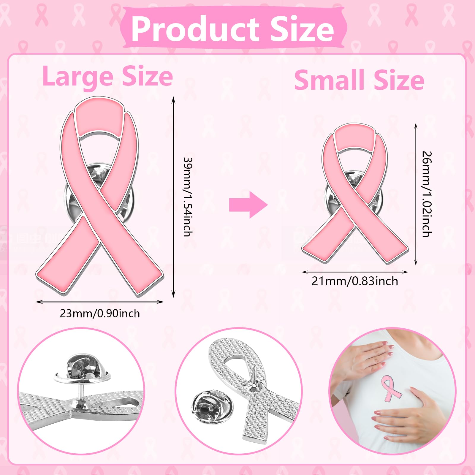 36 PCS Large Pink Ribbon Enamel Brooches - Breast Cancer Awareness Lapel Pins for Women & Girls - Hope Love Support Pins for Survivors - Perfect for Charity Events, Fundraisers, and Awareness Campaigns